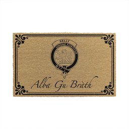ScotsTee Shop Scottish Kelly Clan Crest Scotland Forever Alba Gu Brath Coir Doormat