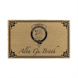ScotsTee Shop Scottish Forsyth Clan Crest Scotland Forever Alba Gu Brath Coir Doormat