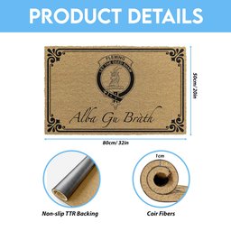 ScotsTee Shop Scottish Fleming Clan Crest Scotland Forever Alba Gu Brath Coir Doormat