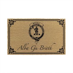 ScotsTee Shop Scottish McCall Caithness Clan Crest Scotland Forever Alba Gu Brath Coir Doormat