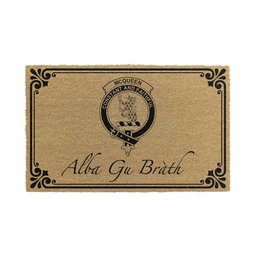 ScotsTee Shop Scottish McQueen Clan Crest Scotland Forever Alba Gu Brath Coir Doormat
