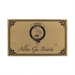ScotsTee Shop Scottish Wemyss Clan Crest Scotland Forever Alba Gu Brath Coir Doormat