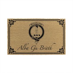 ScotsTee Shop Scottish McClelland Clan Crest Scotland Forever Alba Gu Brath Coir Doormat