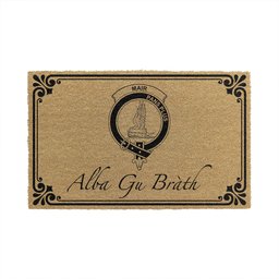 ScotsTee Shop Scottish Mair Clan Crest Scotland Forever Alba Gu Brath Coir Doormat