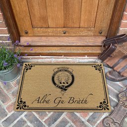 ScotsTee Shop Scottish McIndoe Clan Crest Scotland Forever Alba Gu Brath Coir Doormat