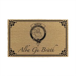 ScotsTee Shop Scottish Martin Clan Crest Scotland Forever Alba Gu Brath Coir Doormat