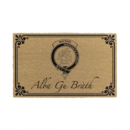 ScotsTee Shop Scottish Watson Clan Crest Scotland Forever Alba Gu Brath Coir Doormat