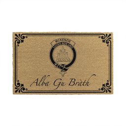 ScotsTee Shop Scottish McKenzie Clan Crest Scotland Forever Alba Gu Brath Coir Doormat