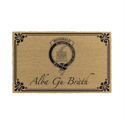 ScotsTee Shop Scottish McDonald Of Ranald Clan Badge Clan Crest Scotland Forever Alba Gu Brath Coir Doormat