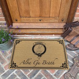 ScotsTee Shop Scottish Marshall Clan Crest Scotland Forever Alba Gu Brath Coir Doormat