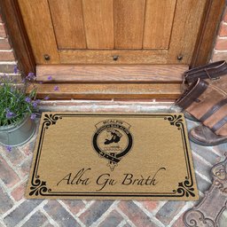 ScotsTee Shop Scottish McAlpin Clan Crest Scotland Forever Alba Gu Brath Coir Doormat