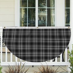 ScotsTee Shop Scottish Stewart Black and White Tartan Non-Pleated Fan Flag Bunting Banner