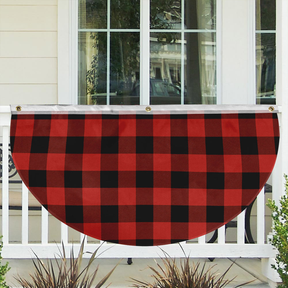 ScotsTee Shop Scottish Gregor Red & Black Ancient Tartan Non-Pleated Fan Flag Bunting Banner