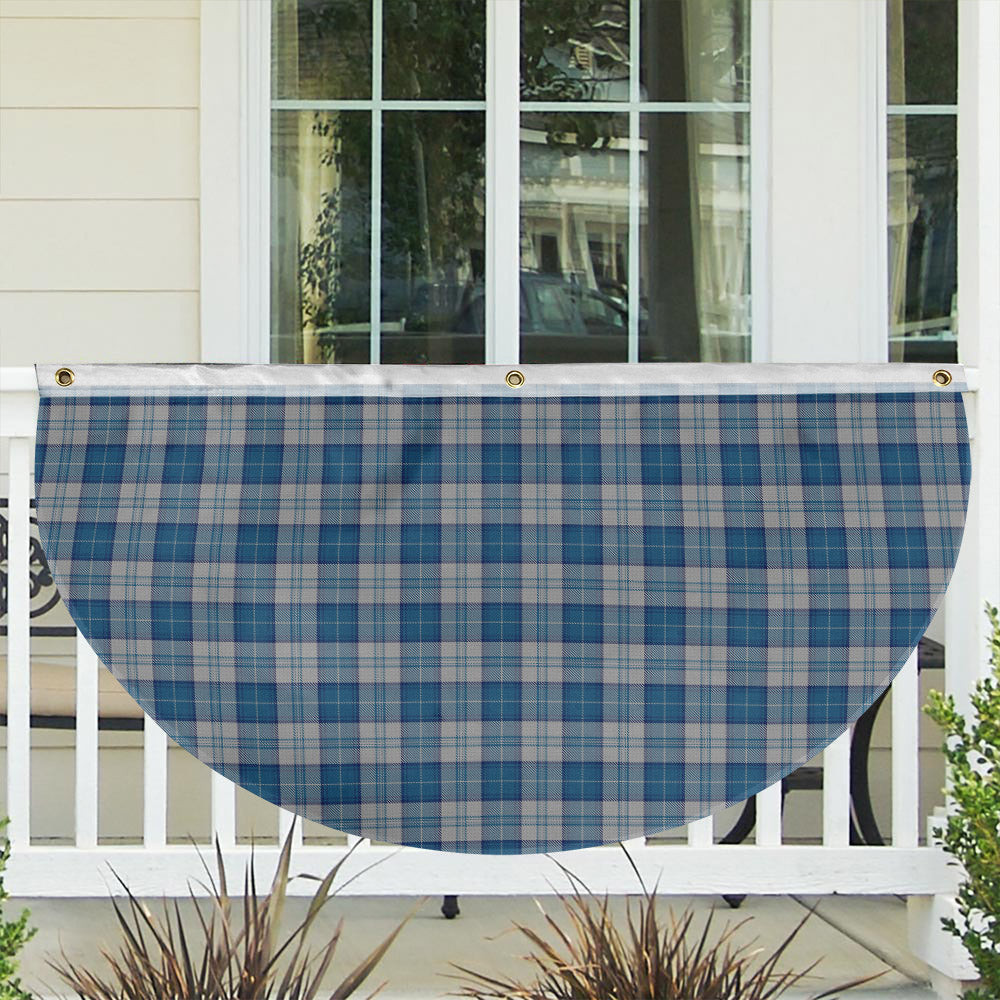 ScotsTee Shop Scottish Menzies Dress Blue and White Tartan Non-Pleated Fan Flag Bunting Banner