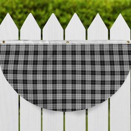 ScotsTee Shop Scottish MacLeod Black and White Tartan Non-Pleated Fan Flag Bunting Banner