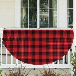 ScotsTee Shop Scottish Monroe Black and Red Modern Tartan Non-Pleated Fan Flag Bunting Banner