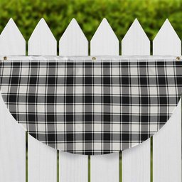 ScotsTee Shop Scottish McFie Black & White Ancient Tartan Non-Pleated Fan Flag Bunting Banner