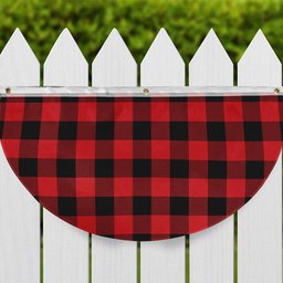 ScotsTee Shop Scottish Gregor Red & Black Modern Tartan Non-Pleated Fan Flag Bunting Banner