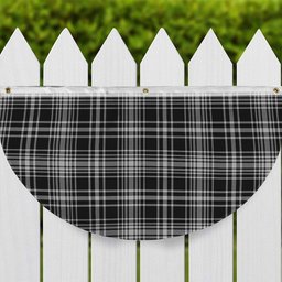 ScotsTee Shop Scottish MacLean Black and White Tartan Non-Pleated Fan Flag Bunting Banner