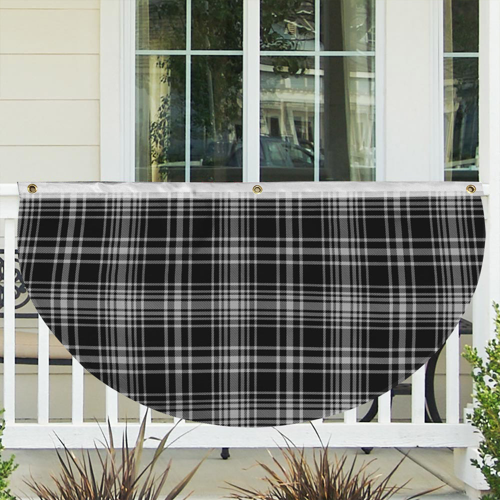 ScotsTee Shop Scottish MacLean Black and White Tartan Non-Pleated Fan Flag Bunting Banner