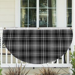 ScotsTee Shop Scottish MacLean Black and White Tartan Non-Pleated Fan Flag Bunting Banner