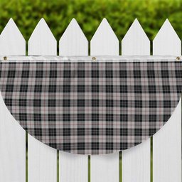 ScotsTee Shop Scottish MacPherson of Cluny Black and White Tartan Non-Pleated Fan Flag Bunting Banner