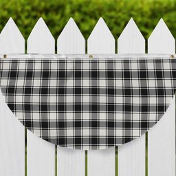 ScotsTee Shop Scottish MacFie Black & White Modern Tartan Non-Pleated Fan Flag Bunting Banner