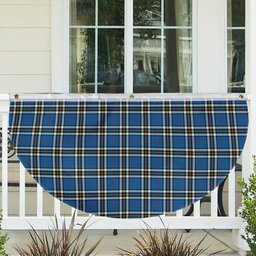 ScotsTee Shop Scottish Thompson Dress Blue Modern Tartan Non-Pleated Fan Flag Bunting Banner