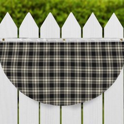 ScotsTee Shop Scottish Menzies Black & White Ancient Tartan Non-Pleated Fan Flag Bunting Banner