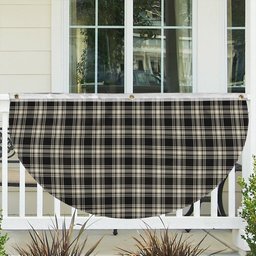 ScotsTee Shop Scottish Menzies Black & White Ancient Tartan Non-Pleated Fan Flag Bunting Banner