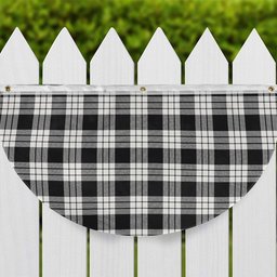 ScotsTee Shop Scottish McFarland Black White Tartan Non-Pleated Fan Flag Bunting Banner