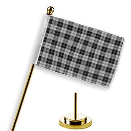 ScotsTee Shop Scottish Erskine Black and White Tartan Plaid Desk Flag