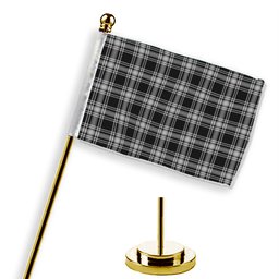 ScotsTee Shop Scottish Menzies Black and White Tartan Plaid Desk Flag