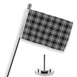 ScotsTee Shop Scottish Menzies Black and White Tartan Plaid Desk Flag