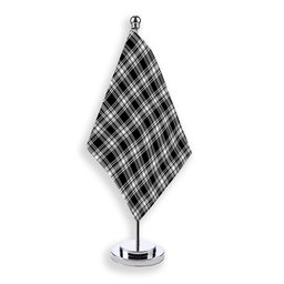 ScotsTee Shop Scottish Menzies Black & White Modern Tartan Plaid Desk Flag