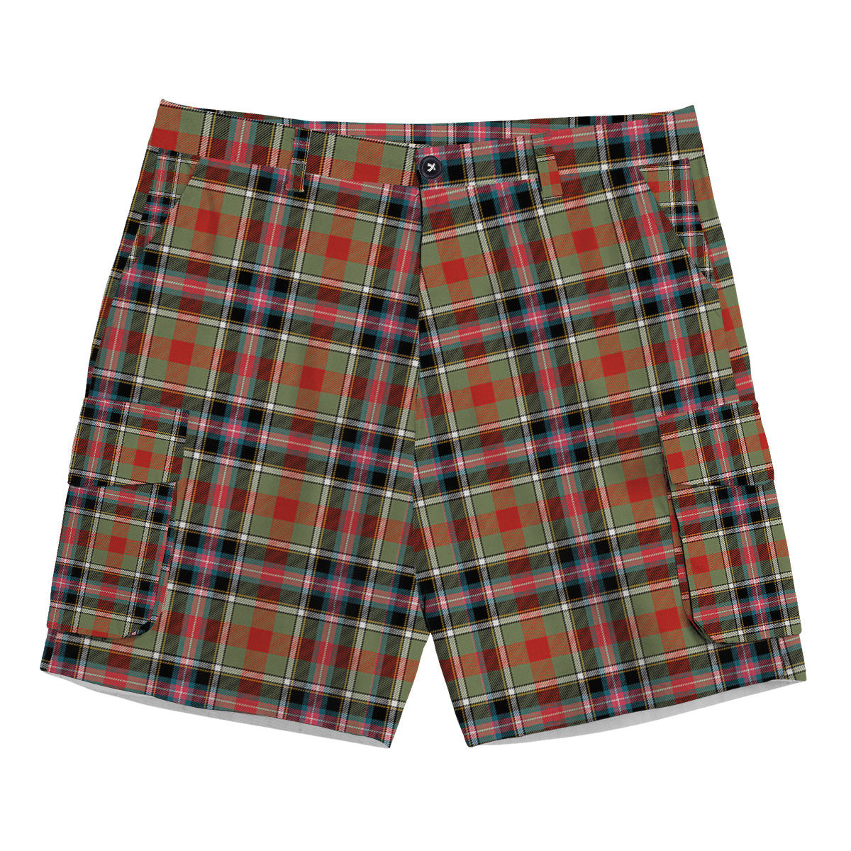 ScotsTee Shop Scottish Bruce of Kinnaird Ancient Tartan Plaid Cargo Shorts for Men