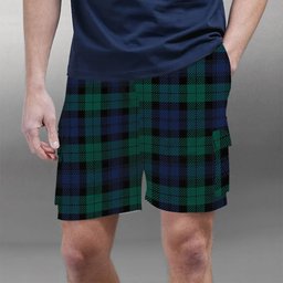 ScotsTee Shop Scottish Black Watch Large Sett Modern Tartan Plaid Cargo Shorts for Men