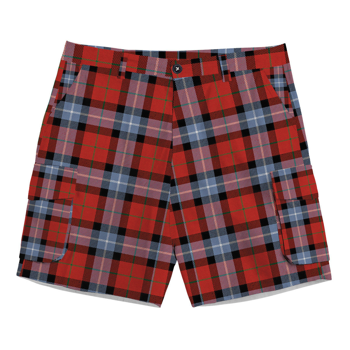 ScotsTee Shop Scottish Baillie of Polkemmet Red Ancient Tartan Plaid Cargo Shorts for Men