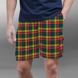 ScotsTee Shop Scottish Buchanan Modern Clan Tartan Plaid Cargo Shorts for Men