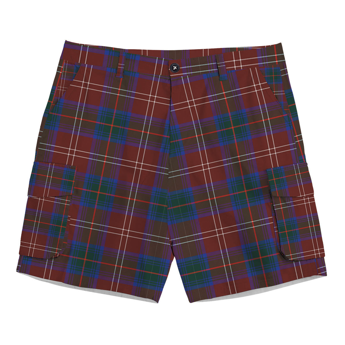 ScotsTee Shop Scottish Chisholm Hunting Modern Tartan Plaid Cargo Shorts for Men