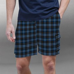 ScotsTee Shop Scottish Clergy Blue Tartan Plaid Cargo Shorts for Men