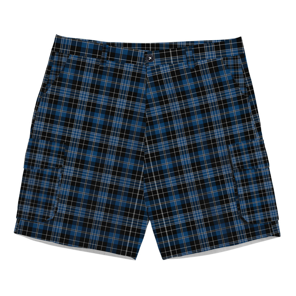 ScotsTee Shop Scottish Clergy Blue Tartan Plaid Cargo Shorts for Men