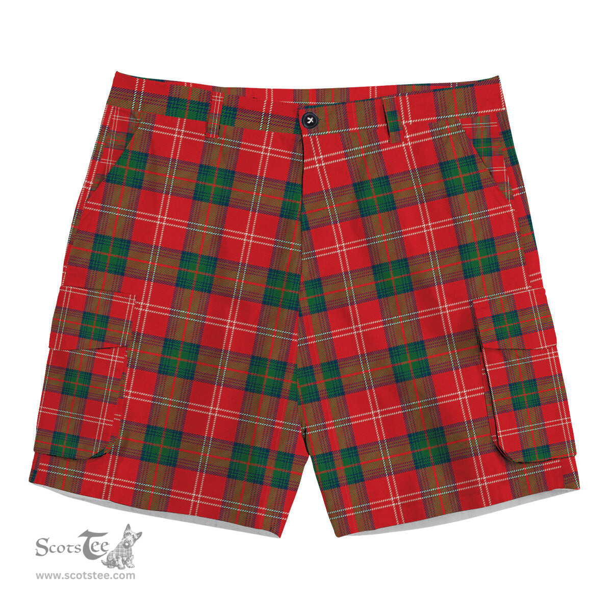 ScotsTee Shop Scottish Chisholm of Strathglass Modern Tartan Plaid Cargo Shorts for Men