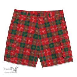 ScotsTee Shop Scottish Chisholm of Strathglass Modern Tartan Plaid Cargo Shorts for Men