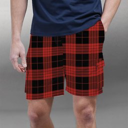 ScotsTee Shop Scottish Cameron Black and Red Ancient Tartan Plaid Cargo Shorts for Men