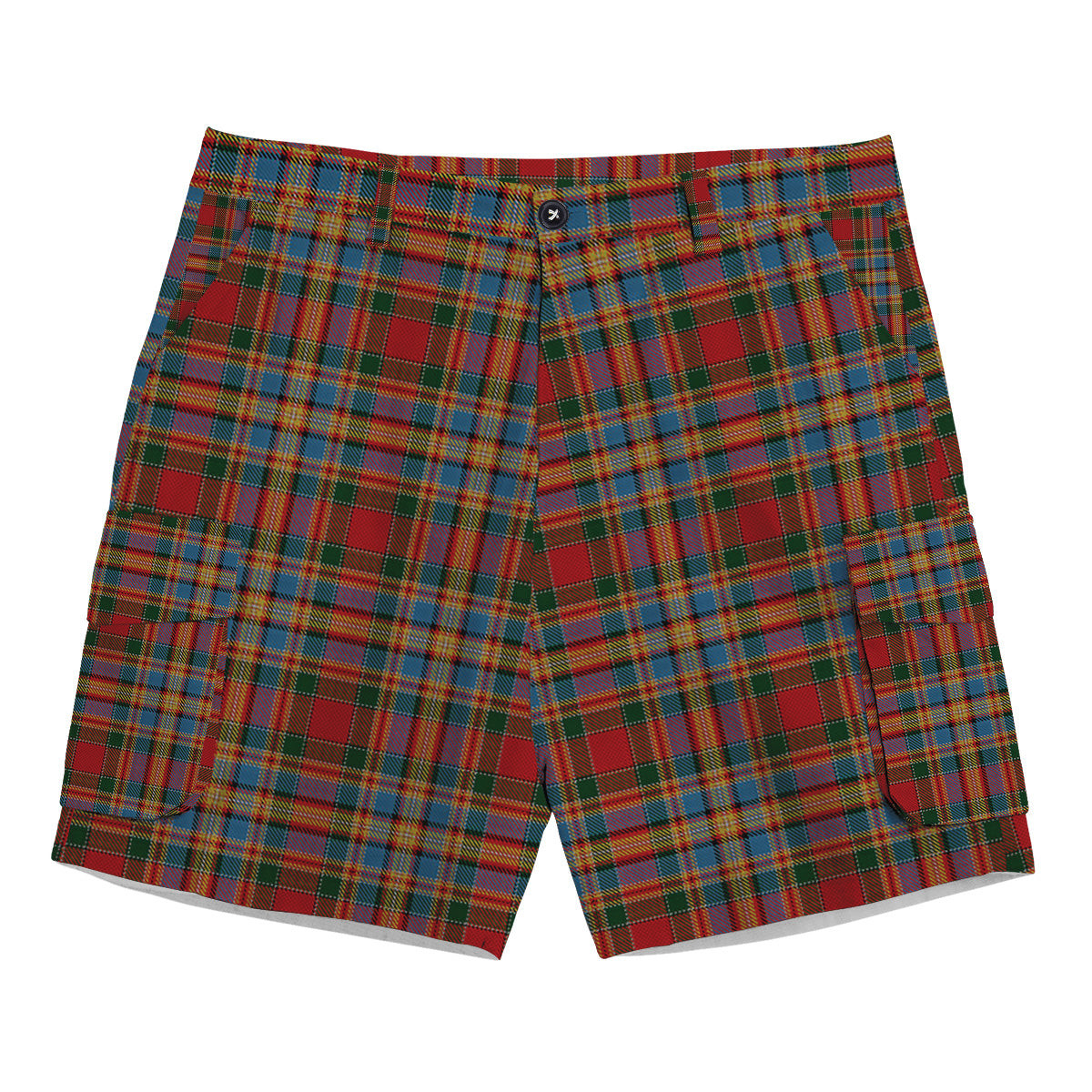 ScotsTee Shop Scottish Chattan brown stripe variation Tartan Plaid Cargo Shorts for Men