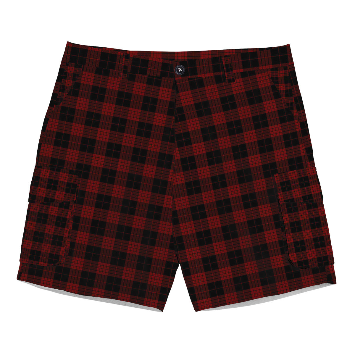 ScotsTee Shop Scottish Cameron Black and Red Tartan Plaid Cargo Shorts for Men