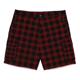 ScotsTee Shop Scottish Cameron Black and Red Tartan Plaid Cargo Shorts for Men