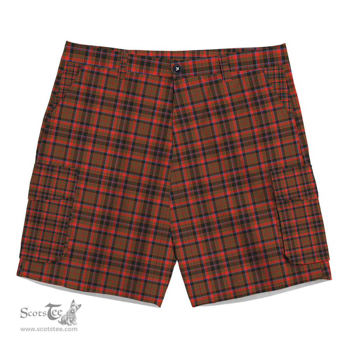 ScotsTee Shop Scottish Cumming Hunting Weathered Tartan Plaid Cargo Shorts for Men