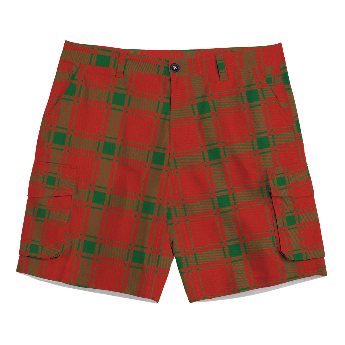 ScotsTee Shop Scottish Donald of the Isles Red Ancient Tartan Plaid Cargo Shorts for Men